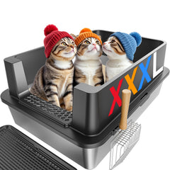 YIZFERN caja-litter acero inoxidable 28x20x12, ideal para multi-gatos.