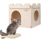 YKD Casa Castillo para chinchilla, frente: refugio cómodo y seguro para tu mascota.