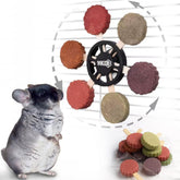 Juguete YKD de aluminio rotatorio para chinchillas, fomenta ejercicio y entretenimiento seguro.