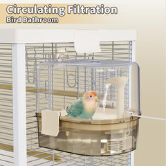 YOOSO WING Bañera automática para jaula de aves – Baño para periquitos con bomba silenciosa, 2 modos y filtración de 4 capas