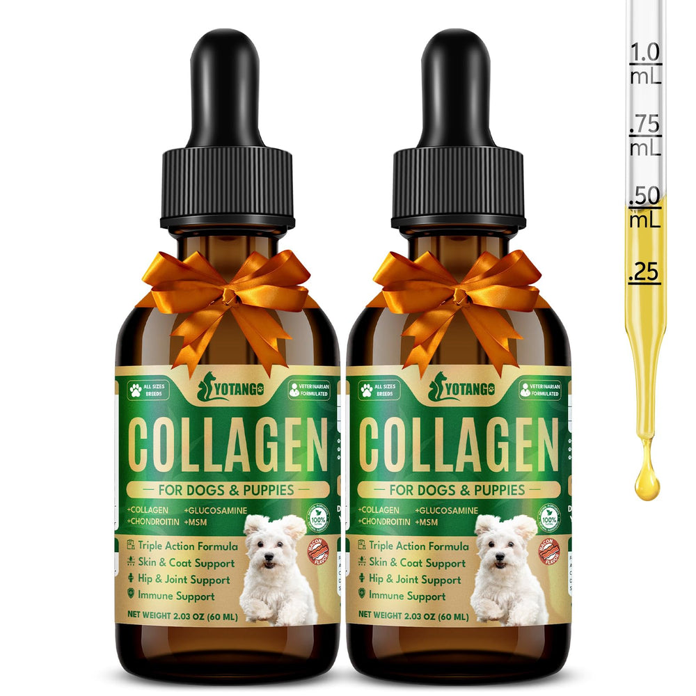 YOTANGO Colágeno para perros en bote con sabor bacon, fácil de mezclar con comida