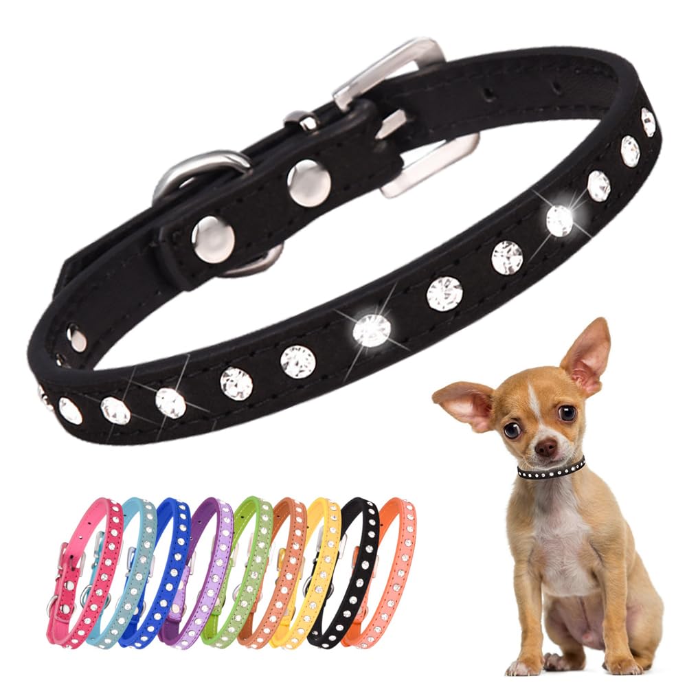 Collar YOUALSO bling con diamantes para perro pequeño, ideal para paseos.