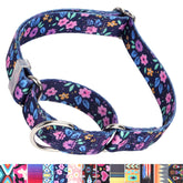 YOUALSO collar martingale para perro mediano con estampado floral púrpura, cómodo y seguro.