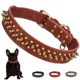 YOUALSO collar de perro pinchos marrón, cómodo para paseos diarios