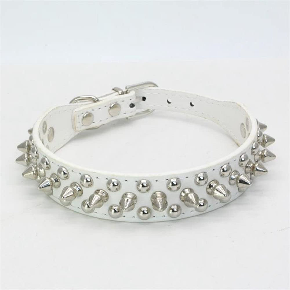 YOUALSO collar pinchos de cuero PU sintético blanco, protección suave durante el juego.