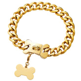 Collar Yowity con cadena cubana dorada de 19 mm para perros, acabado resistente.