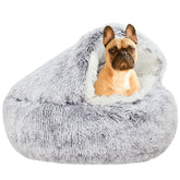 Cama YUDANSI para perro pequeño con capucha, descanso cómodo y cálido.