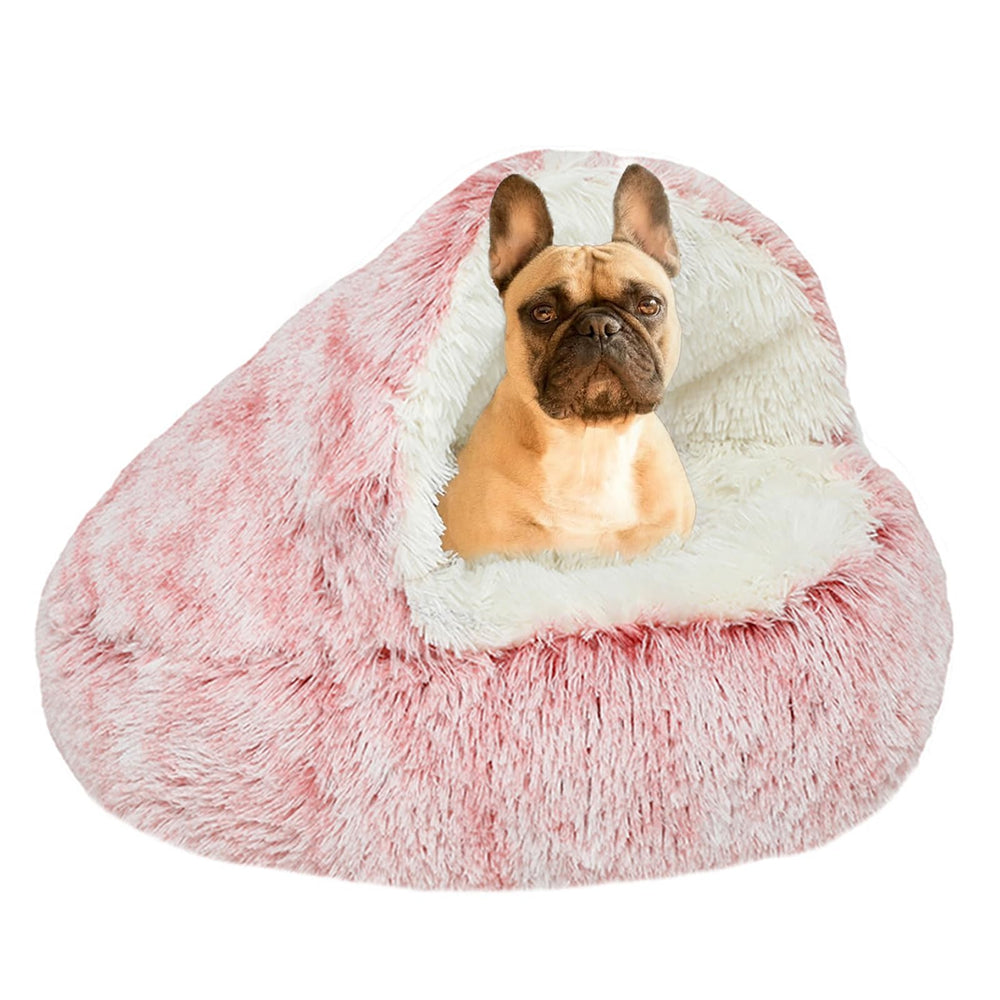 Cama YUDANSI para perro pequeño con capucha, refugio cálido para dormir