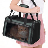 Transportín YUDODO gris-verde para mascotas, cómodo para viajes largos