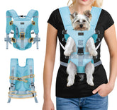 Mochila frontal YUDODO para mascotas azul, ideal para paseos cortos.