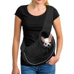 Portador YUDODO sling para perro pequeño visto de frente, cerca y cómodo para pasear