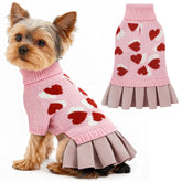 YUDODO Vestido-Suéter para perro pequeño rosa, ideal para paseos.