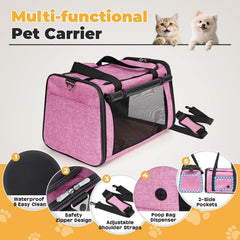 Entrada superior del transportín YUDODO rosa para colocar a tu mascota con seguridad