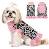 Vestido-sudadera YUDODO leopardo con lazo, ideal para paseos invernales