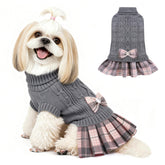 YUDODO vestido-sudadera para perrito con lazo en el frente, ideal para paseos invernales