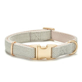 Collar YUDOTE de algodón y cáñamo gris para perros pequeños, cómodo y suave.