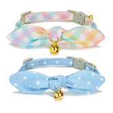 Collar de gato YUDOTE con lazo azul degradado, cómodo y seguro para uso diario