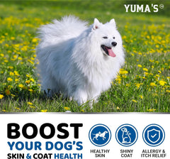 Botella de YUMA'S Omega-3 con etiqueta EE. UU. para perros