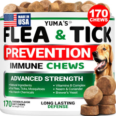 YUMA'S pastillas antipulgas y garrapatas para perros, protección diaria segura.