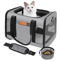 Transportín blando de YUNIQUE para gatos y perros, gris, ideal para paseos.