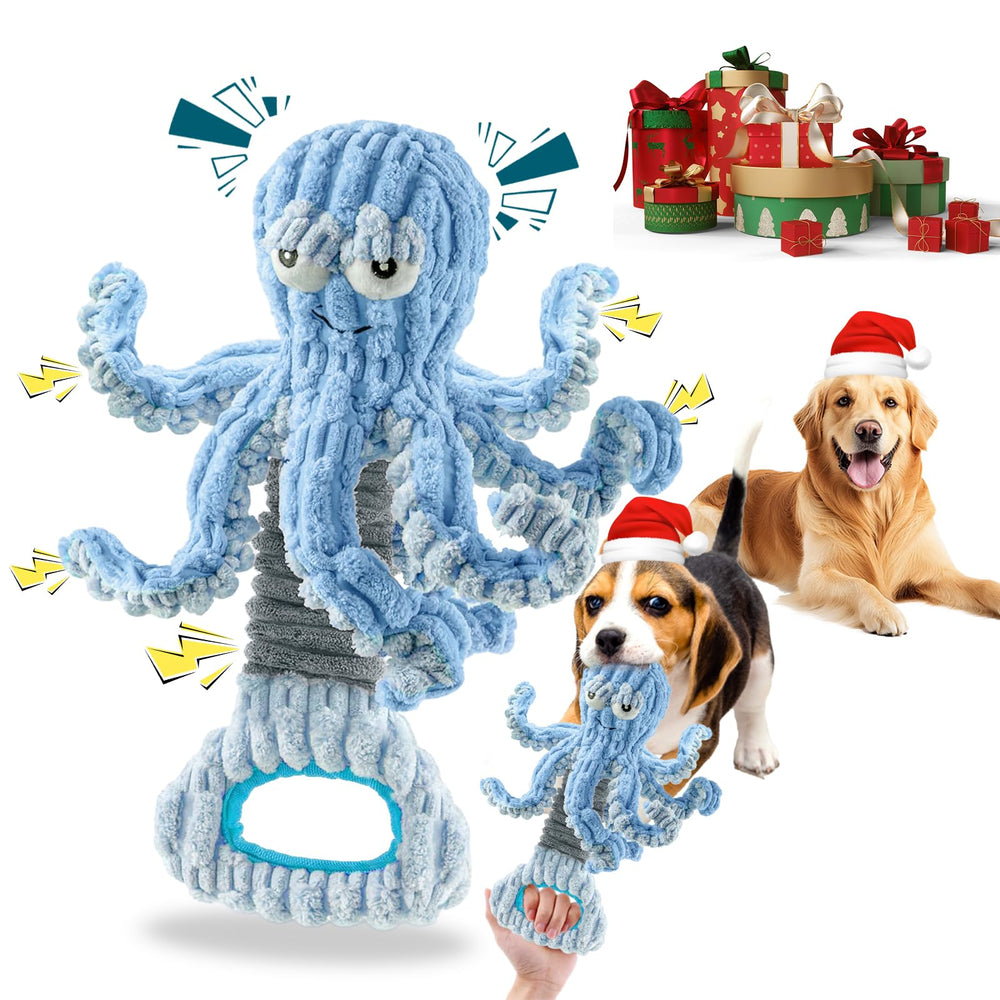 YZHDUXIU juguete pulpo azul con chirrido para estimular juego interactivo.