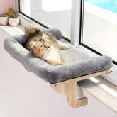 Zakkart, asiento de ventana para gato con almohada, ideal para observar y descansar.