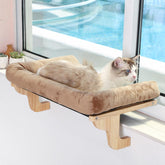 Zakkart cama de ventana para gatos con almohadón acolchado, descanso cómodo para felinos grandes.