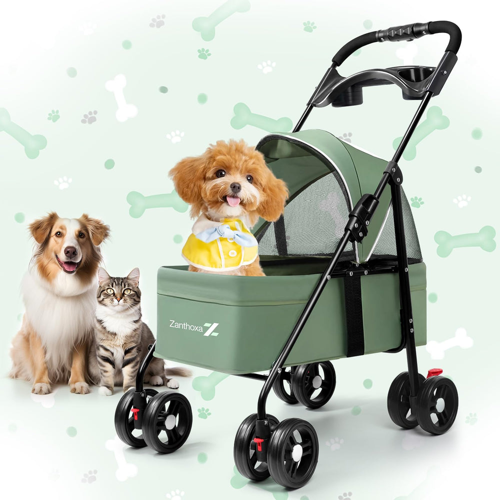 Zanthoxa Paseador para mascotas: plegable con clic único, ideal para viajes y guardado compacto.