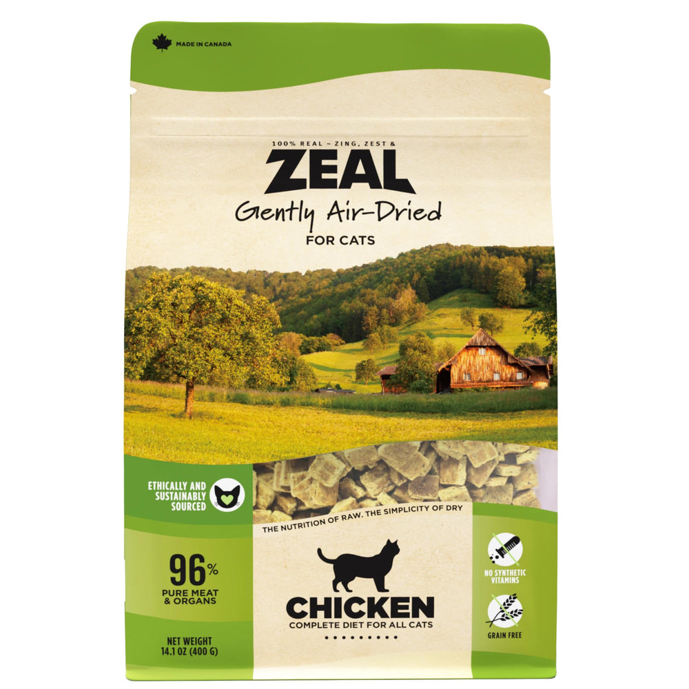 ZEAL Canadá alimento para gatos aire pollo, proteína alta para energía diaria.