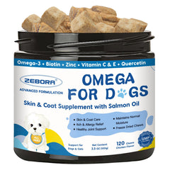 ZEBORA omega-3 para perros, aceite de salmón, nutre piel y pelaje.