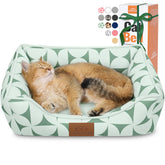 Zerbuger cama-rectangular para gatos y perros pequeños, patrón verde suave
