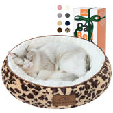 Cama redonda Zerbuger con diseño leopardo de 20 pulgadas para mascotas, refugio cómodo.