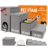 Zerbuger escaleras para perros de 23 pulgadas, gris, con condo incluido para almacenamiento.