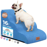 Zerbuger rampa perro 4 pasos cama alta, acceso seguro para mascotas grandes.