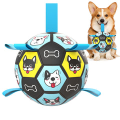 ZestPulse bola de fútbol para perros con correas, ideal para sesiones de juego al aire libre.