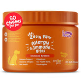 Zesty Paws Alergia para perros en botella, apoyo digestivo y bienestar general.