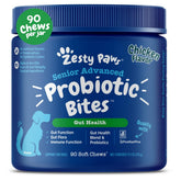 Zesty Paws probióticos para perros: empaque visible y fácil de usar para la digestión