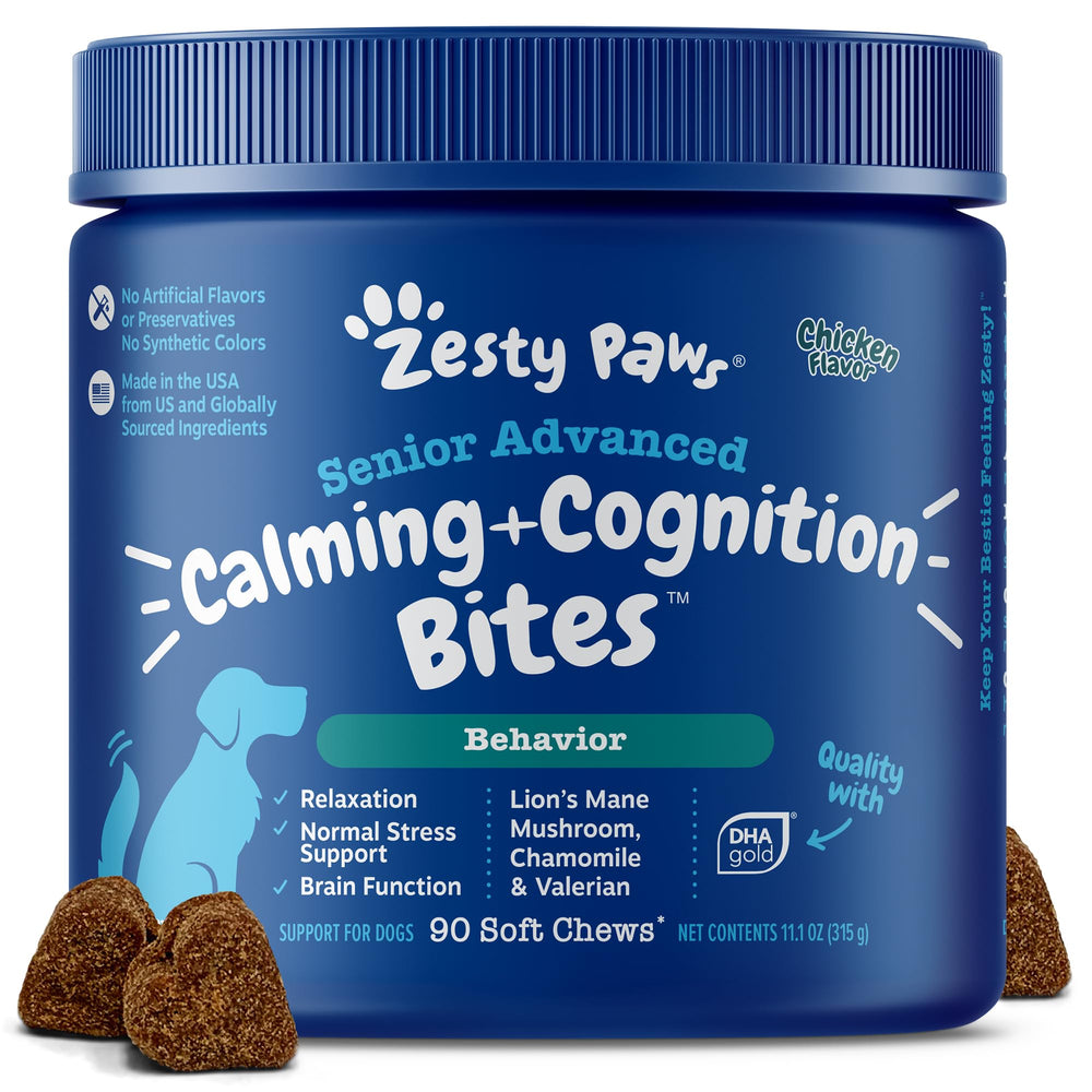 Zesty Paws Senior Calma y Cognición: bocaditos sabrosos para apoyar la cognición y la calma