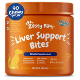 Zesty Paws Suplemento Higado Perro Bote: formato masticable para posible apoyo hepático.