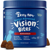 Gomitas suaves Zesty Paws Vision en bote, apoyo para la salud ocular canina.