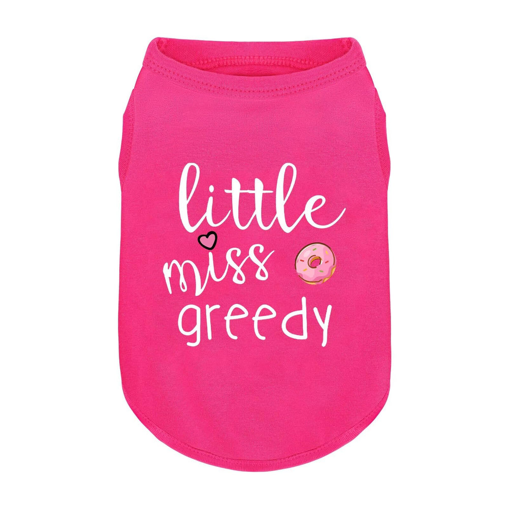 Camiseta para perro ZIAGAOP rosa Little Miss Greedy, ideal para salidas diarias.