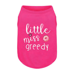 Camiseta para perro ZIAGAOP rosa Little Miss Greedy, ideal para salidas diarias.