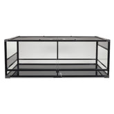 Zilla QuickBuild Terrario: vidrio templado con puerta frontal deslizante para acceso cómodo.