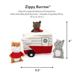 Burrow campero retro de ZippyPaws, interior con escondites para perros curiosos