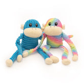 Juguete ZippyPaws mono crujiente arcoíris azul para perros, diversión al morder.