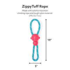 ZippyPaws RopeTugz rosado, cuerda resistente para horas de juego seguro y divertido.