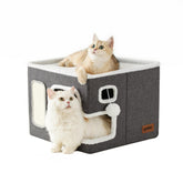 ZOMISIA cama para gato interior con cueva gris para descanso suave
