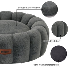 ZOMISIA Cama gato rosquilla gris borde elevado para apoyo suave