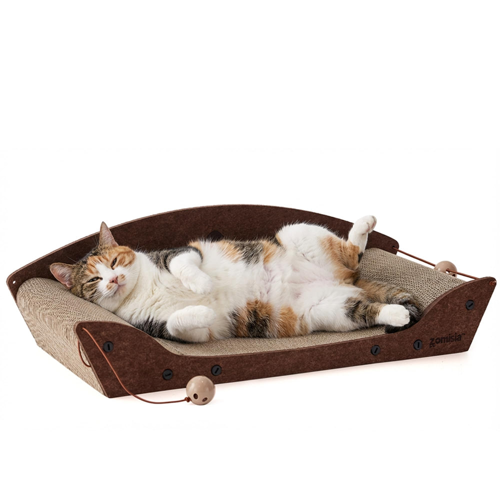 ZOMISIA cama rascador gato cartón 26 pulgadas, espacio amplio para estirarse cómodamente.