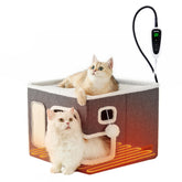 Casa de gatos ZOMISIA con calefacción en interior gris ofrece calor constante.